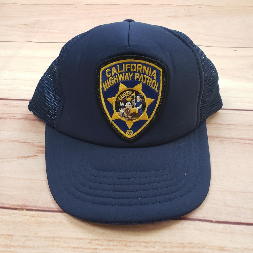 Vintage California Highway Patrol Hat Cap Snap Back One Size Trucker Mens 80s‎